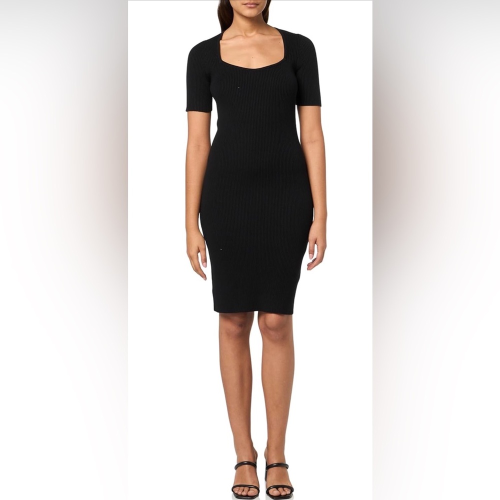 NWT BOSS ORANGE Black Ribbed Fesco Midi Dress size Medium